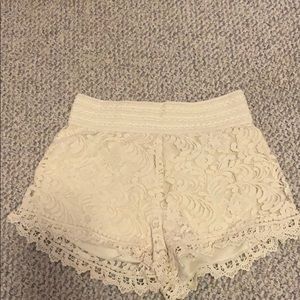 White/cream lace shorts